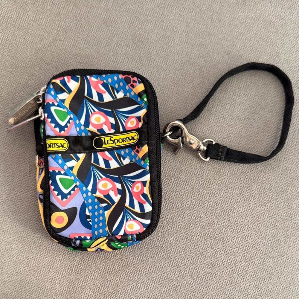 LeSportsac Blue Multicolor Patterned Wristlet Pouch